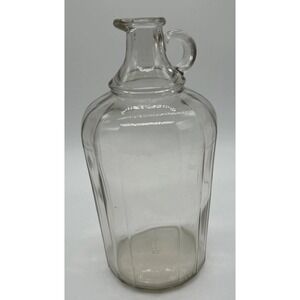 Antique Hazel-Atlas Clear Fine Rib Glass Spouted Jug Jar 8.5" 1930s Art Deco